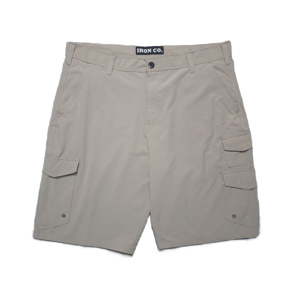 Iron Co Cargo Shorts Mens 38 Performance Hybrid Stretch Beige